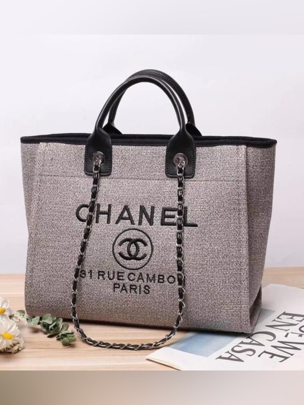 CHANEL VIP GWP Beauty 31 Rue Cambon Gray Chain Tote Bag Promotional Gift